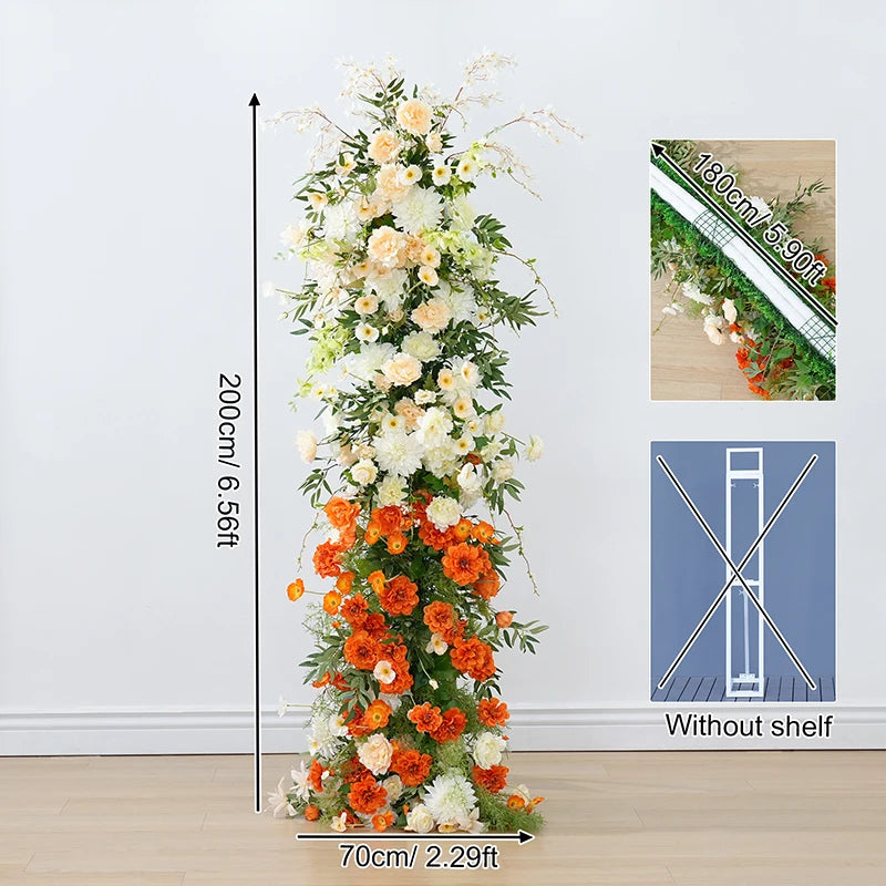 arche fleurs mariage deco exterieur blanc orange vert classique festif