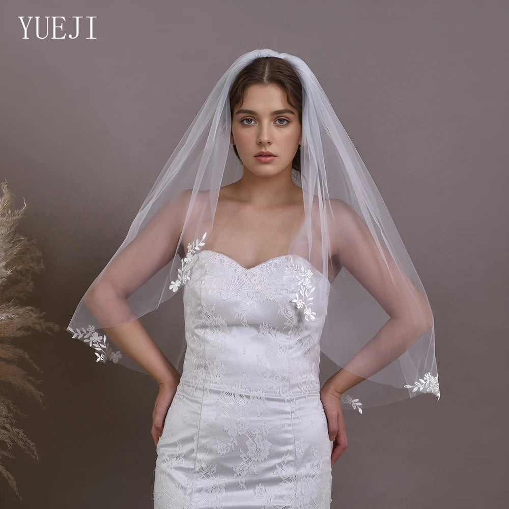 voile mariée blanc broderies florales classique monocouche translucide femme soirée
