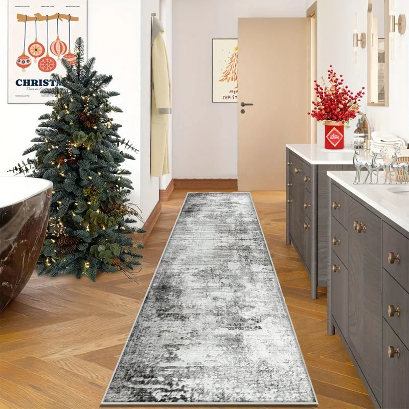 tapis texturé gris blanc moderne antidérapant polyester durable usage multipleintérieur extérieur