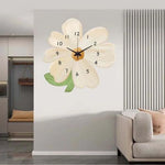horloge murale fleur moderne minimaliste blanc orange rose vert beige