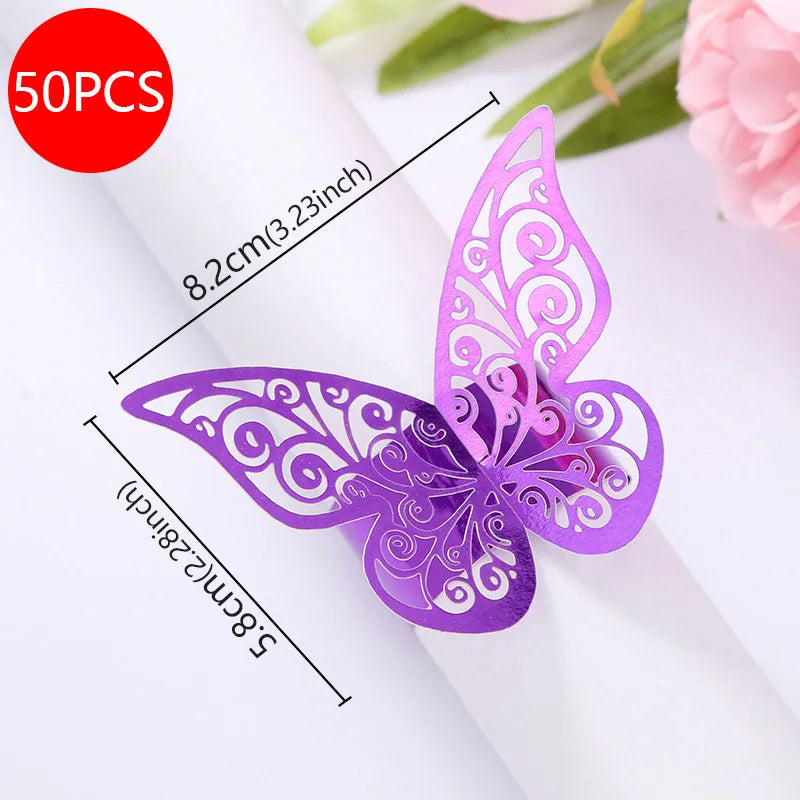 décoration table papillon ornements floraux motifs spirales rouge doré violet iridescent artisanal