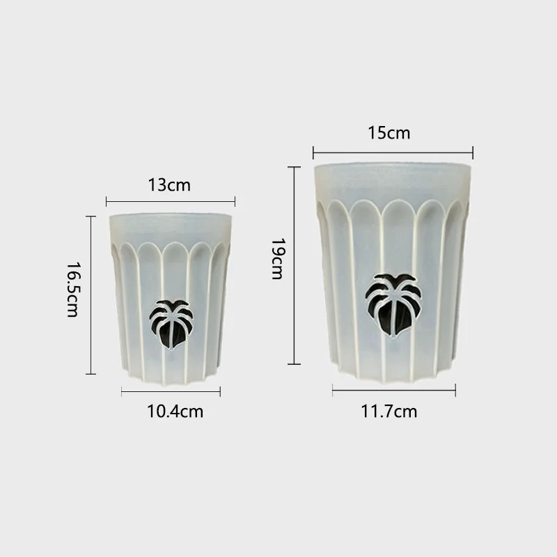 pots fleurs auto arrosage plante verte intérieur controle racines transparent relief feuille classique 13cm