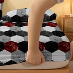 drap housse géométrique marbre moderne noir blanc rouge polyester lit