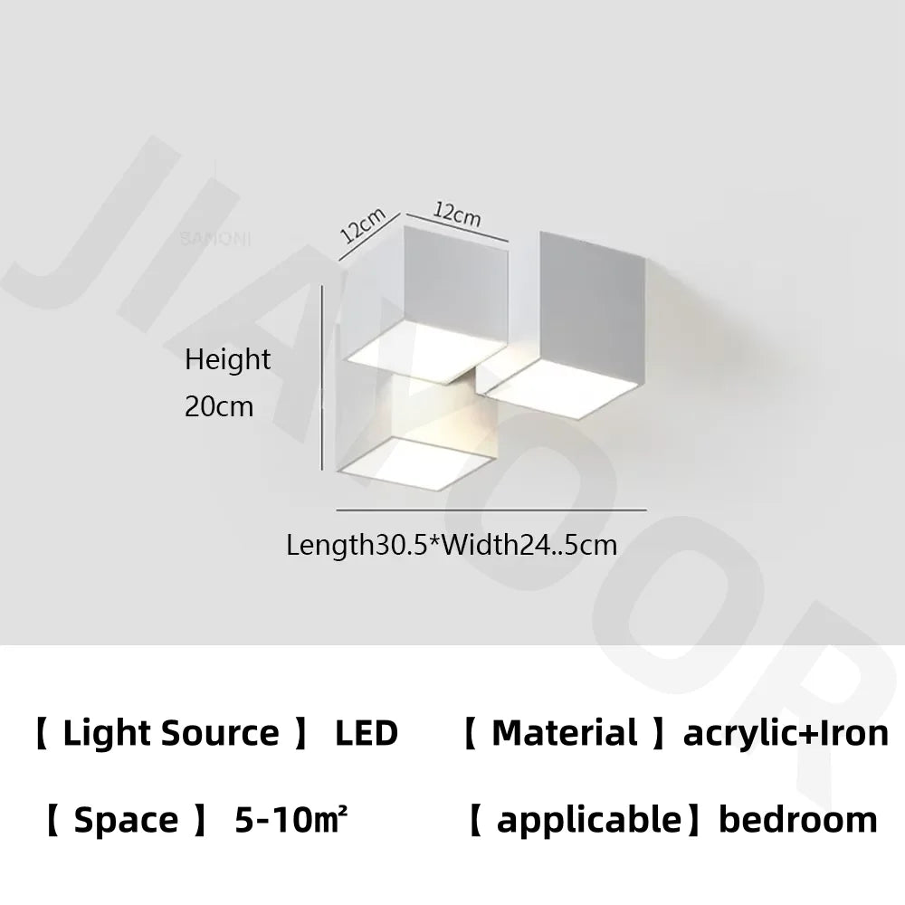 plafonnier moderne minimaliste blanc noir cubique géométrique LED salon chambre étude