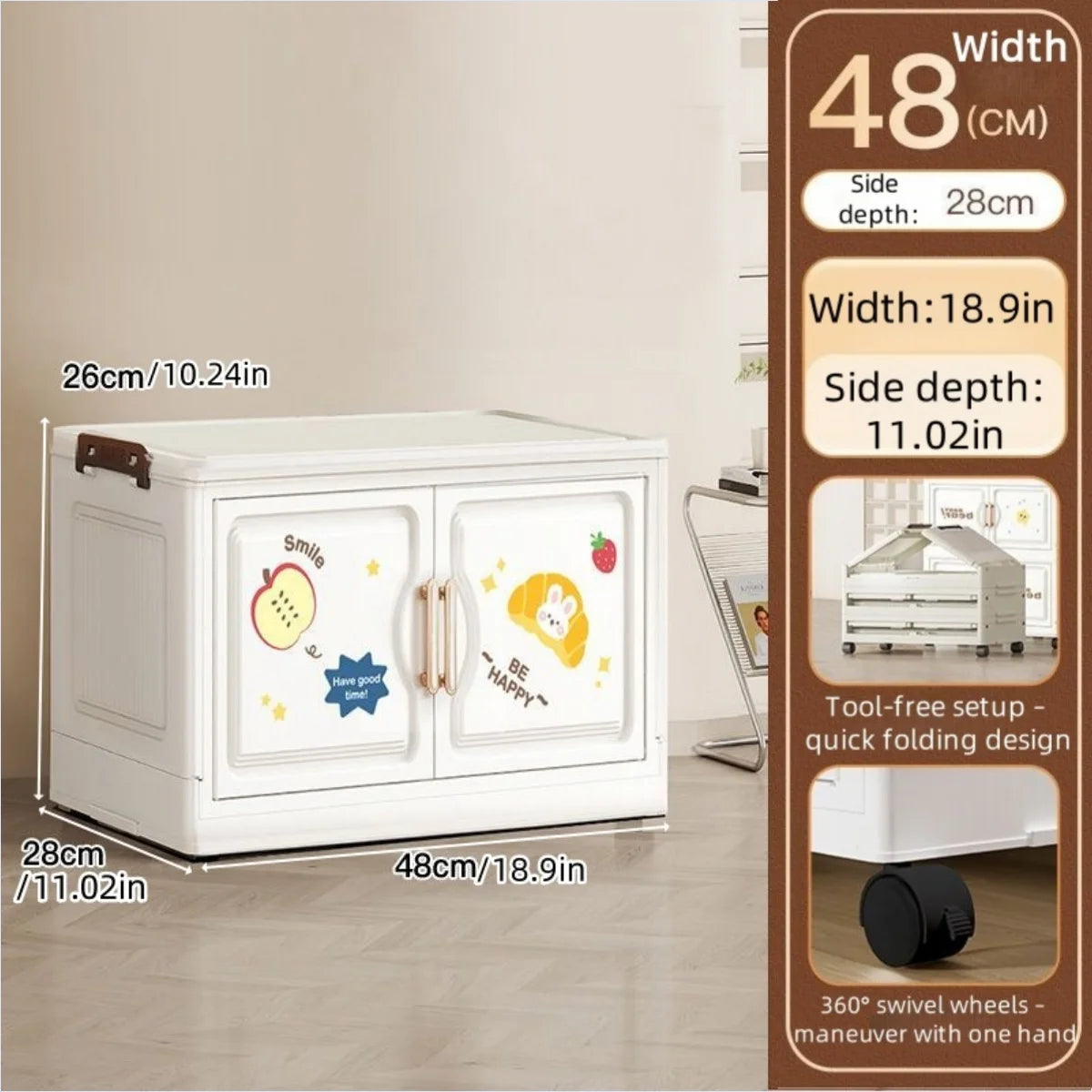 organisateur vêtements armoire tiroirs dessins animés ours lapins moderne blanc roulettes pliable chambre salon