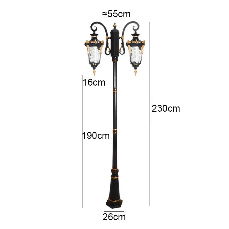 lampe rue noir doré verre opalescent classique vintage éclairage public ip65 led aluminium