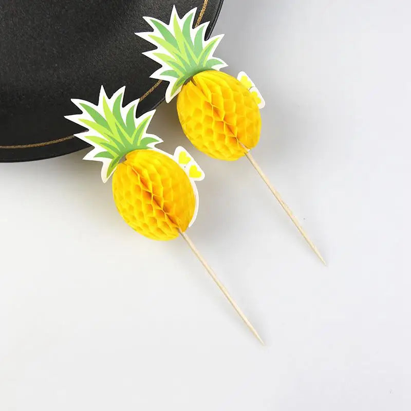 décoration fête hawaïenne ananas flamant rose palmier fruits coquille noix coco lunettes soleil clips