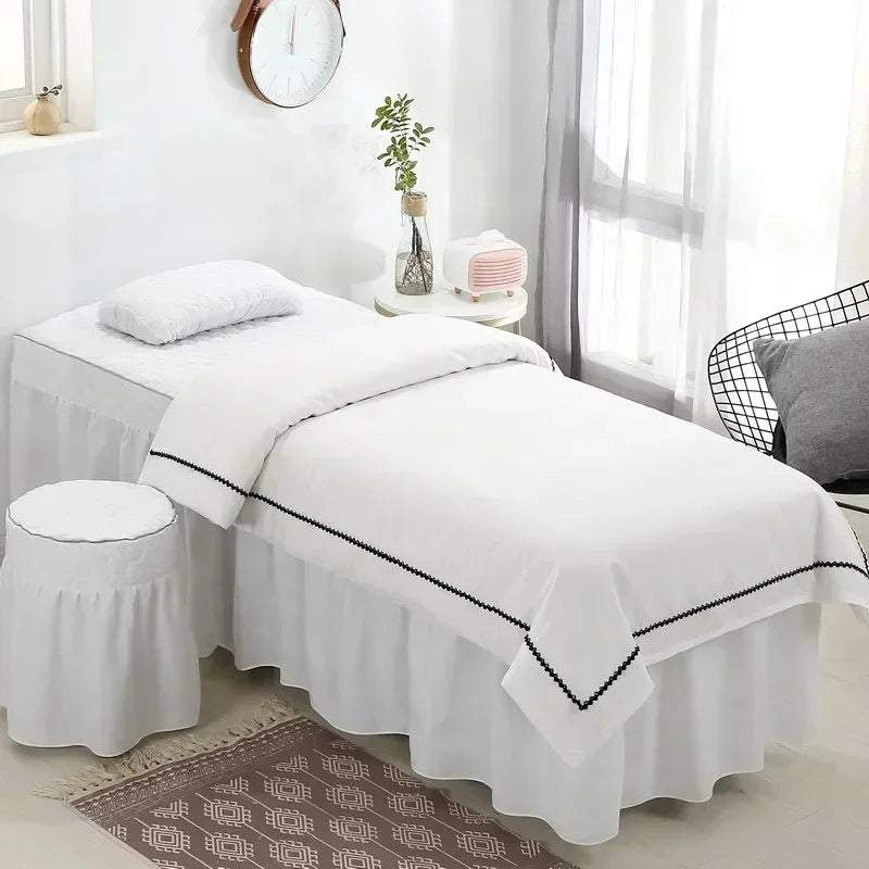 lit massage blanc beige rose gris marron uni moderne coussin tête pieds