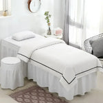 lit massage blanc beige rose gris marron uni moderne coussin tête pieds