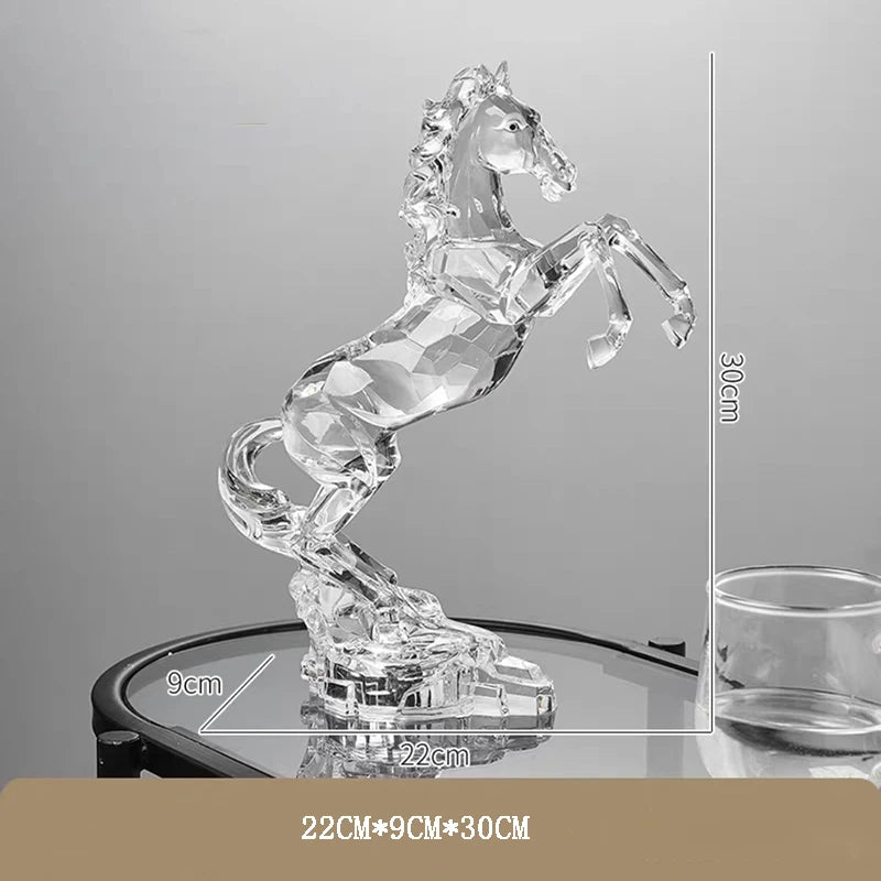 décoration moderne cheval cristal transparent facettes base rocher éclairage chambre