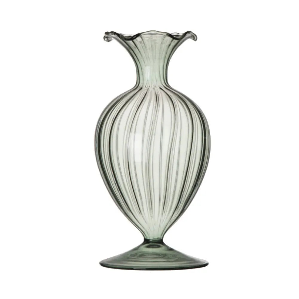 vases verre opalescents rayures verticales classiques couleurs vert rose orange violet rouge