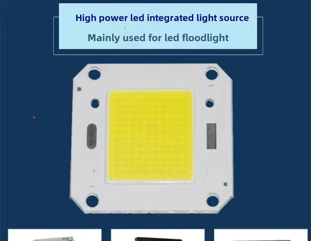 source lumineuse led 50w blanc grille diodes câbles noirs rouges moderne 46x40mm