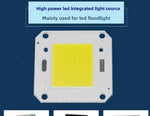 source lumineuse led 50w blanc grille diodes câbles noirs rouges moderne 46x40mm