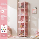 meuble rangement moderne portes transparent rose clair bambou 80cm large