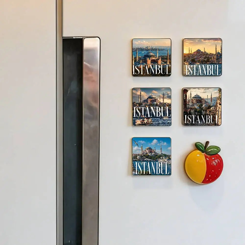 aimants réfrigérateur paysage urbain istanbul multicolore moderne décoration murale