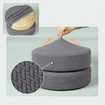 housse protection pouf rond gris moderne motif géométrique élastique