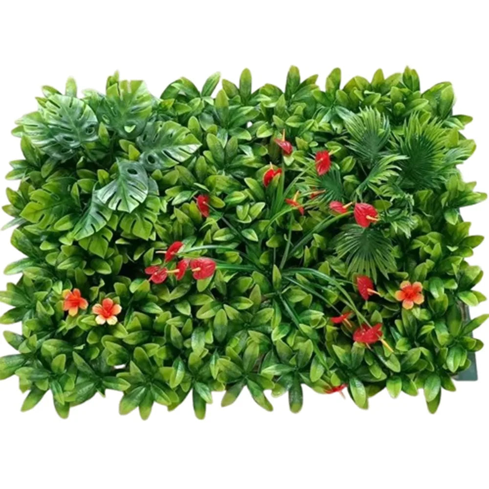 plantes artificielles modernes feuilles vertes fleurs violettes rouges extérieures décoration intime résistantes uv