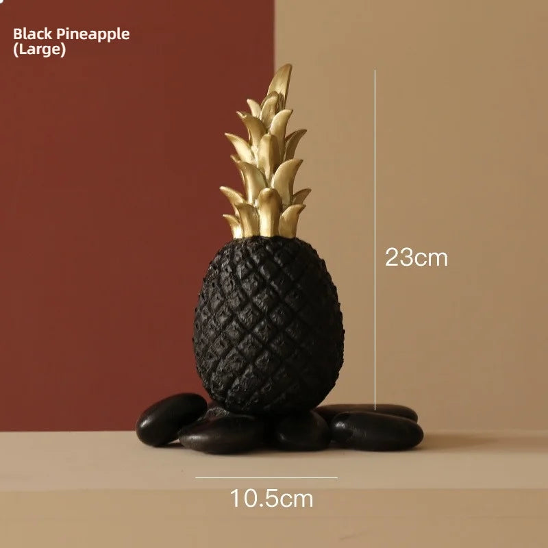 ananas decoratif ornement moderne resine dorée deco salon photo creative minimaliste triangles or blanc