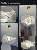 lumière suspendue moderne or blanc gris plissée ondulée transparente minimaliste
