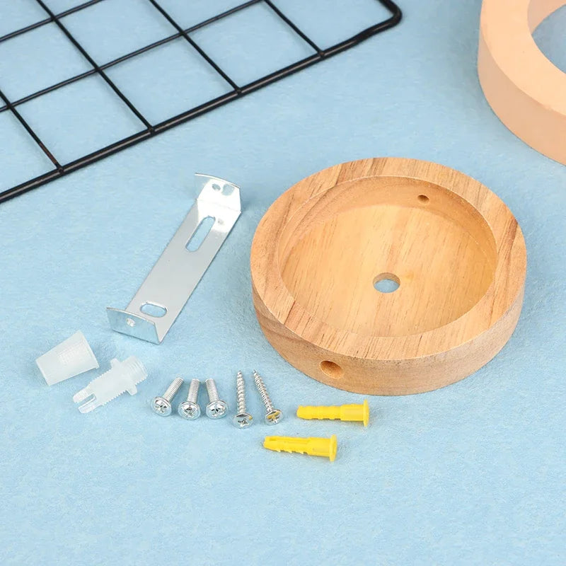 support circulaire bois naturel simple rustique vis fixation plaque inclusion grain