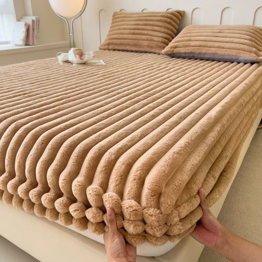 housse matelas polyster coton rayures horizontales rose beige confortable anti bactéries résistante eau