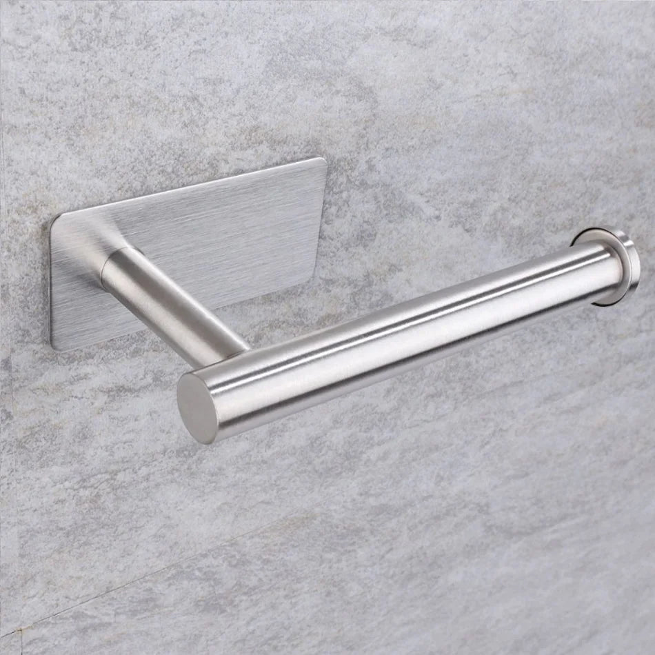 porte rouleau papier toilette adhésif acier inoxydable moderne lisse argenté