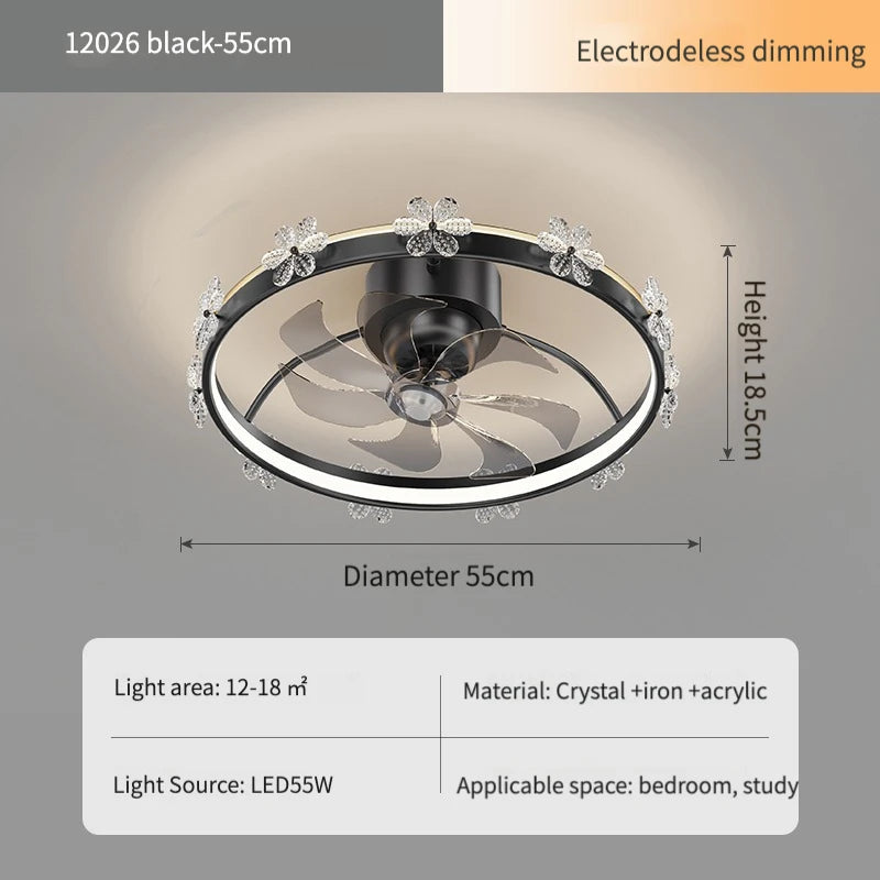 ventilateur or blanc moderne télécommande led transparent 50cm certification ul vde rohs