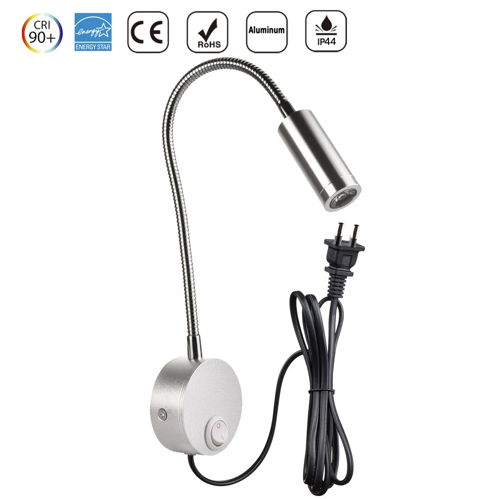 lampe murale led blanche moderne aluminium interrupteur cable chambre salon cuisine