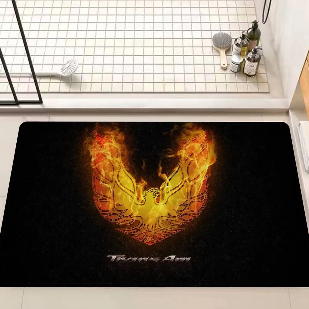 tapis moderne noir phoenix antidérapant graphique passepartout salon chambre 60x90cm