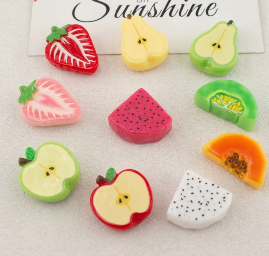 boutons décoratifs résine fruits réalistes artisanat scrapbooking bijoux diy accessoires décoration colorés