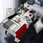 nappe table rouge noir blanche motif géométrique moderne réutilisable polyester maison festivités