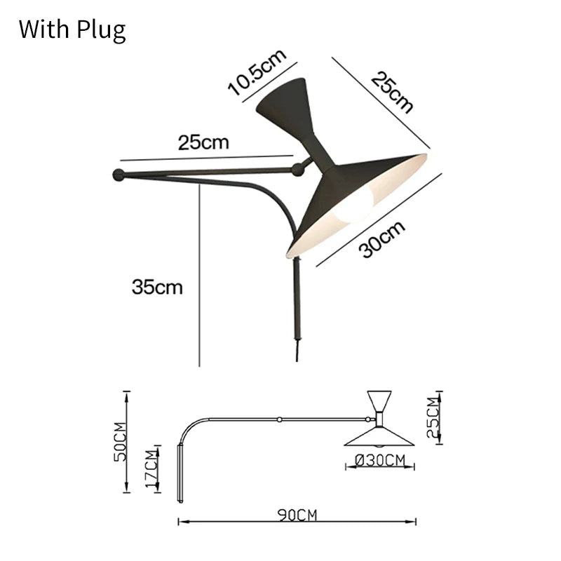 lampe murale moderne conique blanc noir gris fixée mur éclairage quotidien minimaliste