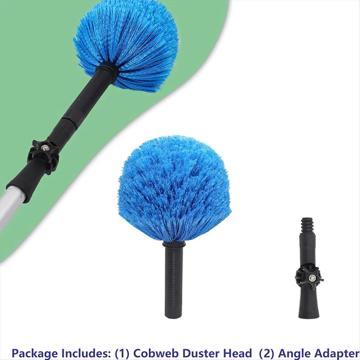 tête plumeau cobweb poils doux nettoyage intérieur extérieur bleu noir argenté adhésion vissageoutil nettoyage