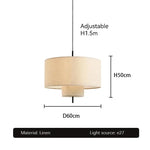 Suspension lumineuse moderne toile lin beige clair câble noir opaque chambre salon