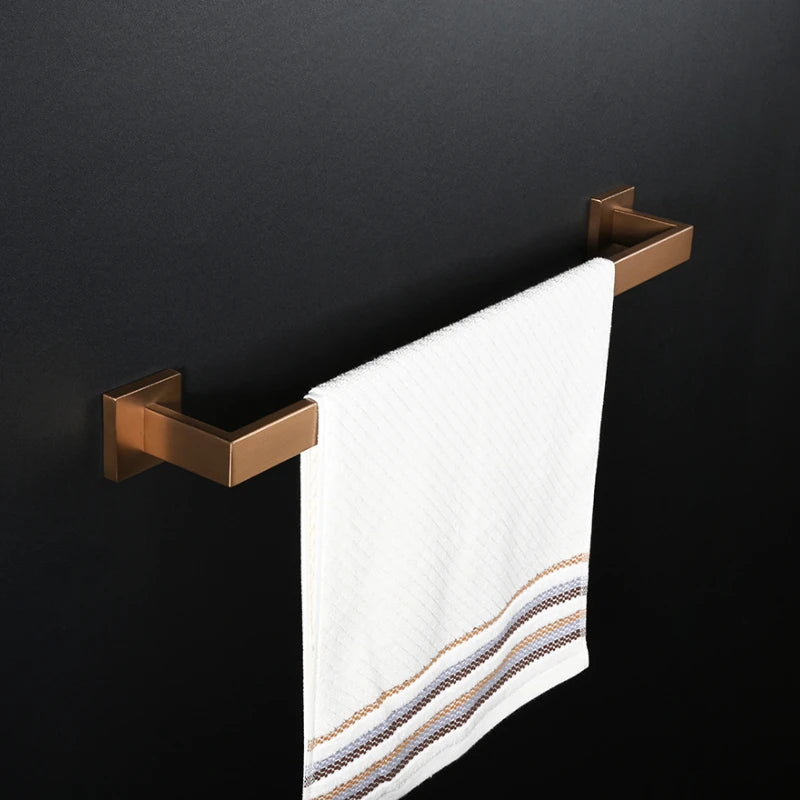 accessoires salle bain or rose moderne acier inoxydable finition brossée porte serviettes barre vis