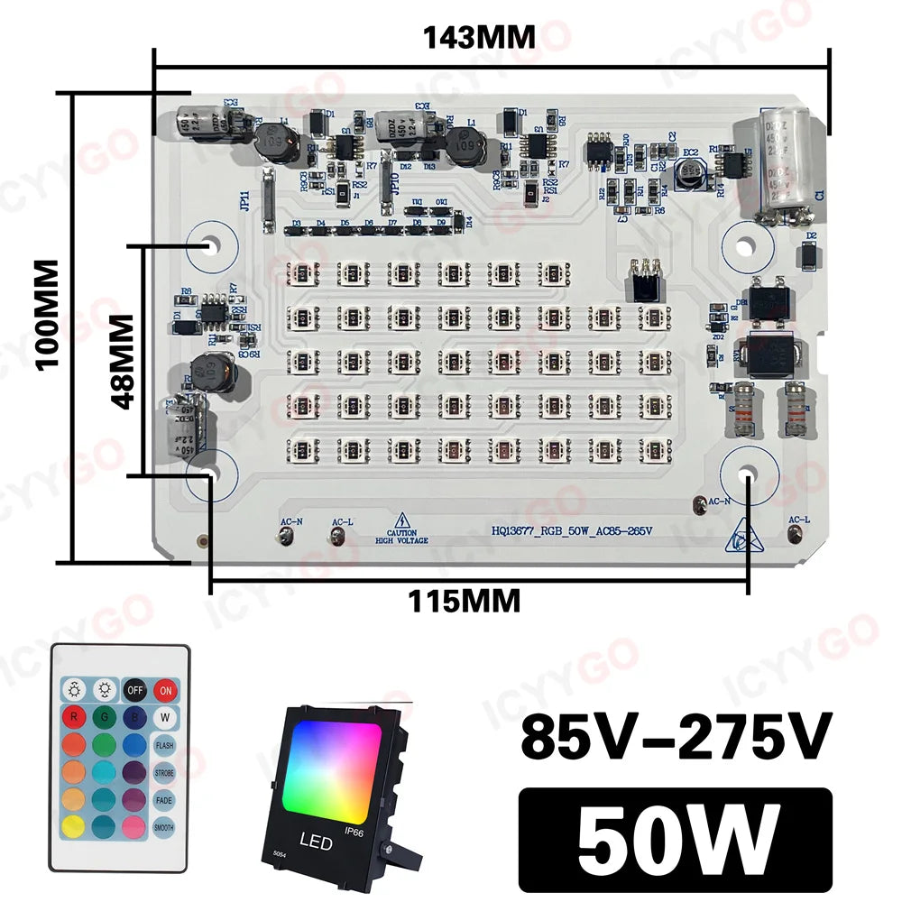 projecteur extérieur led 5050 blanc haute luminosité 10w 20w 50w 100w