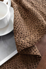 serviette table marron clair tissée motifs géométriques simple moderne rustique coton polyester maison cuisine