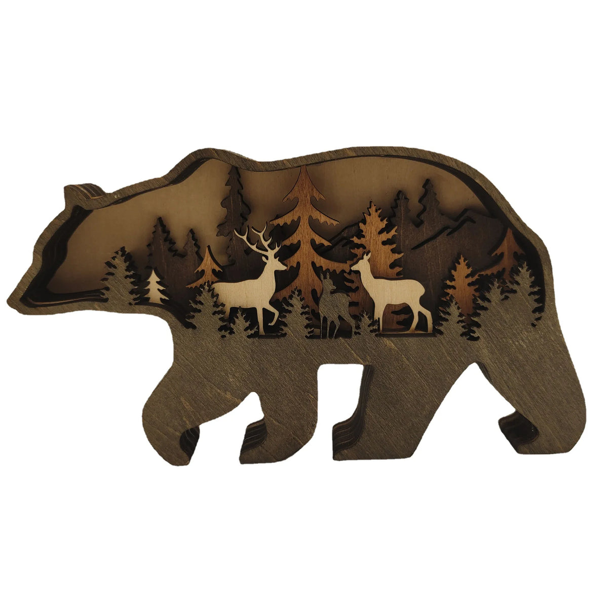 décoration murale sculpture bois loup paysage forêt 3d occasion fête