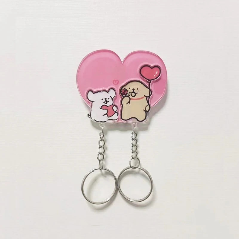 porte clés mural kawaii ours chien cœur rose décoration maison