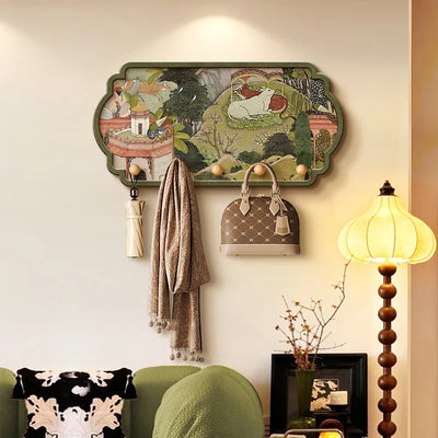Porte-manteau mural industriel rétro noir avec étagère