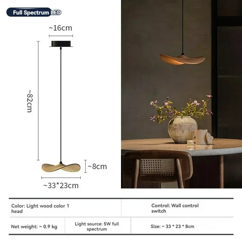 grande lampe suspendue bois massif moderne suspension lumineuse marron clair minimaliste intérieur