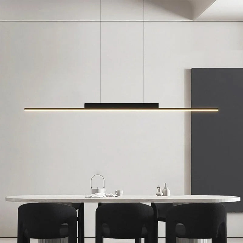suspension lumineuse led ligne noir moderne minimaliste salle manger salon chambre principal