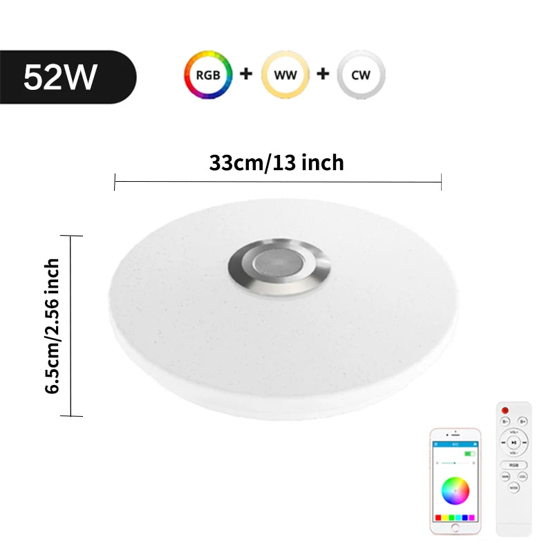 plafonnier led moderne violet blanc rouge vert bleu rose orange jaune musique bluetooth télécommande