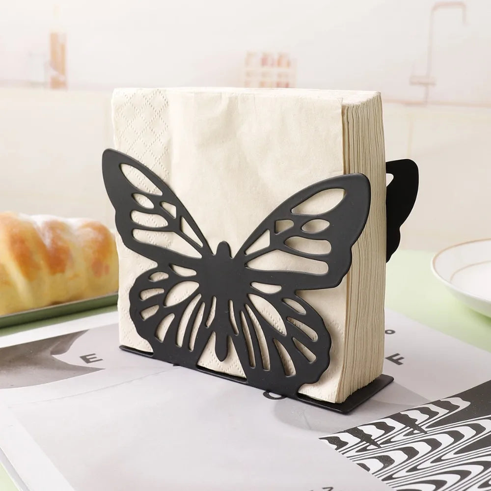 porte serviettes moderne papillon serviettes noires jaunes blanches adhésif métal vertical