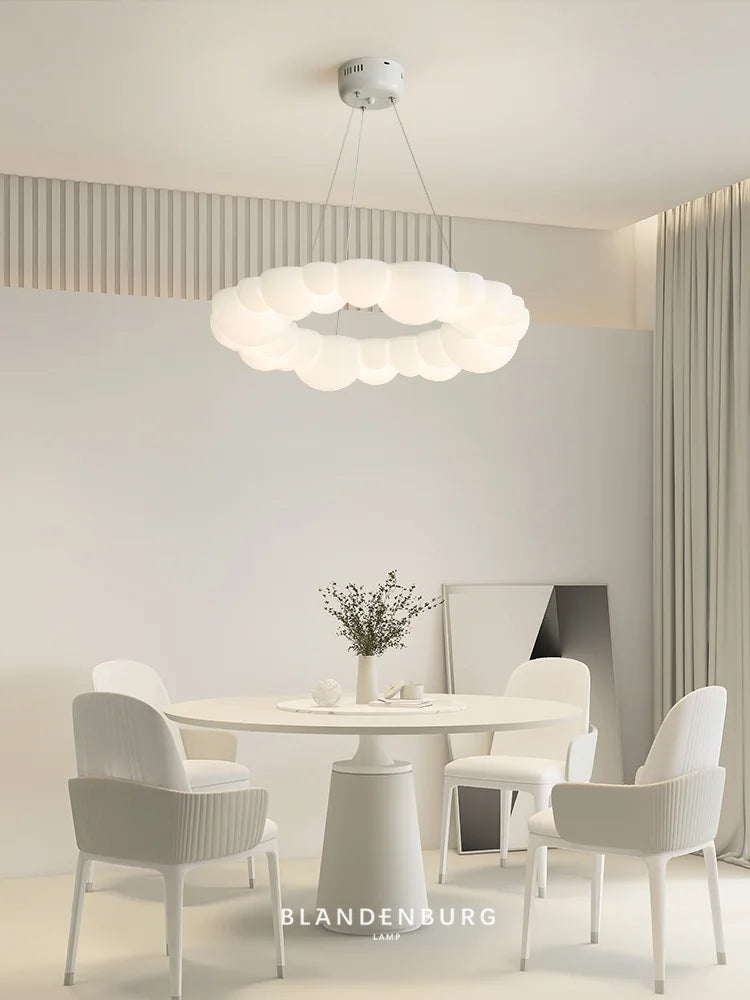 luminaire suspendu moderne blanc sphères diffusion lumineuse chambre salon étude entrée led dimmable