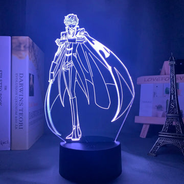 veilleuse led nuit animes personnages violet bleu rouge jaune contour lumineux base solide télécommande