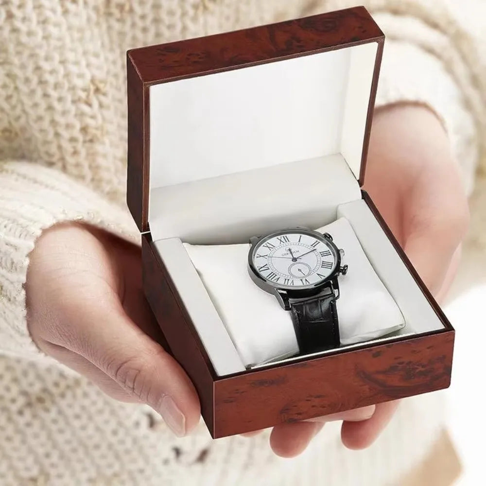 boîte rangement bois carrée classique dorés portable femme montres bracelets bijoux écrin cadeau