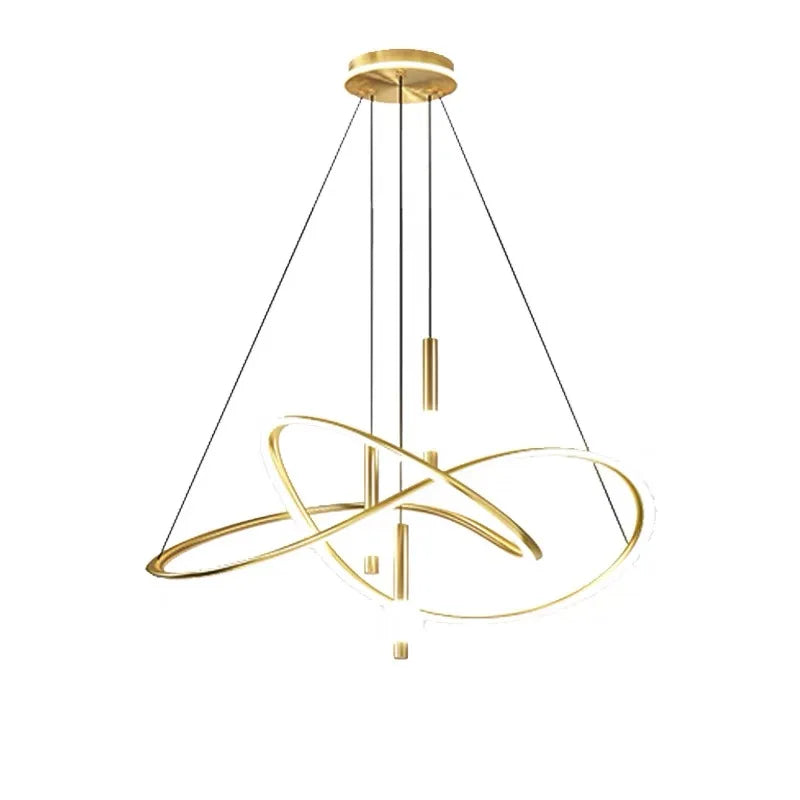 Suspension lumineuse moderne or blanc géométrique ampoules led chains posée restaurant salon