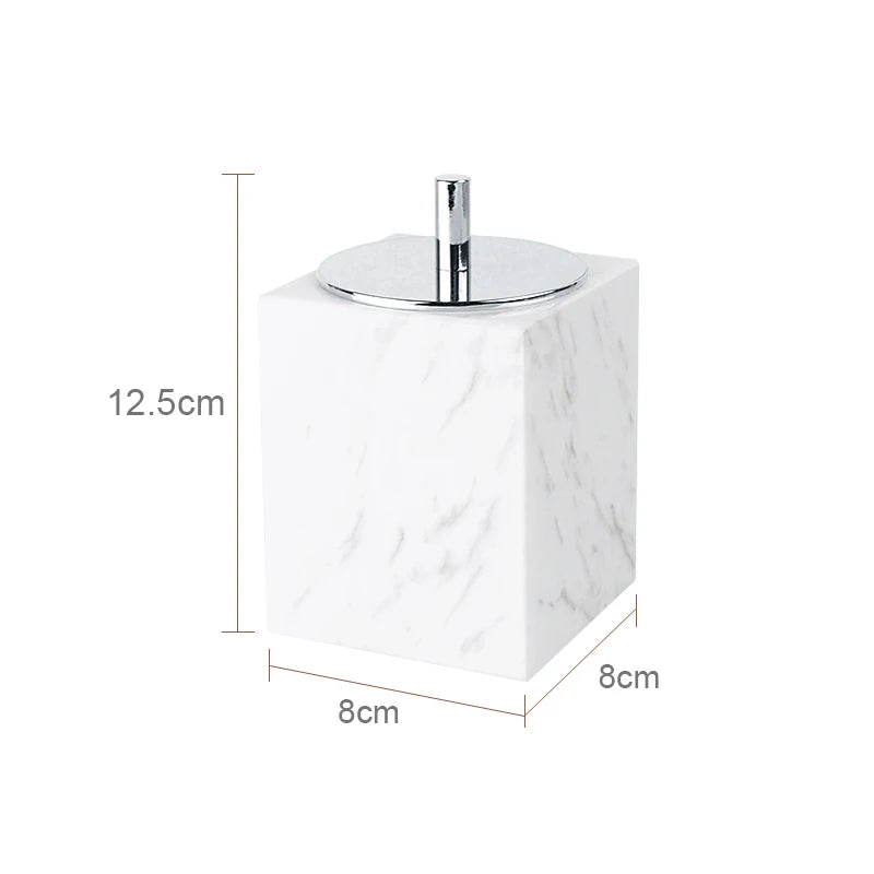 ensemble salle bain marbre blanc doré distributeur savon boîte mouchoirs diffuseur moderne
