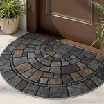 tapis demi circulaire moderne noir blanc carreaux géométriques antidérapant extérieur salon opacité adhésif polyester